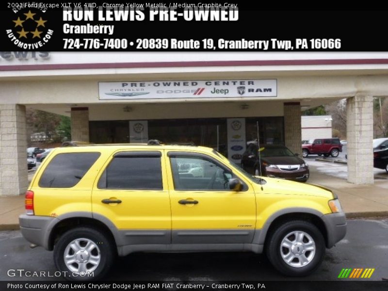 Chrome Yellow Metallic / Medium Graphite Grey 2001 Ford Escape XLT V6 4WD