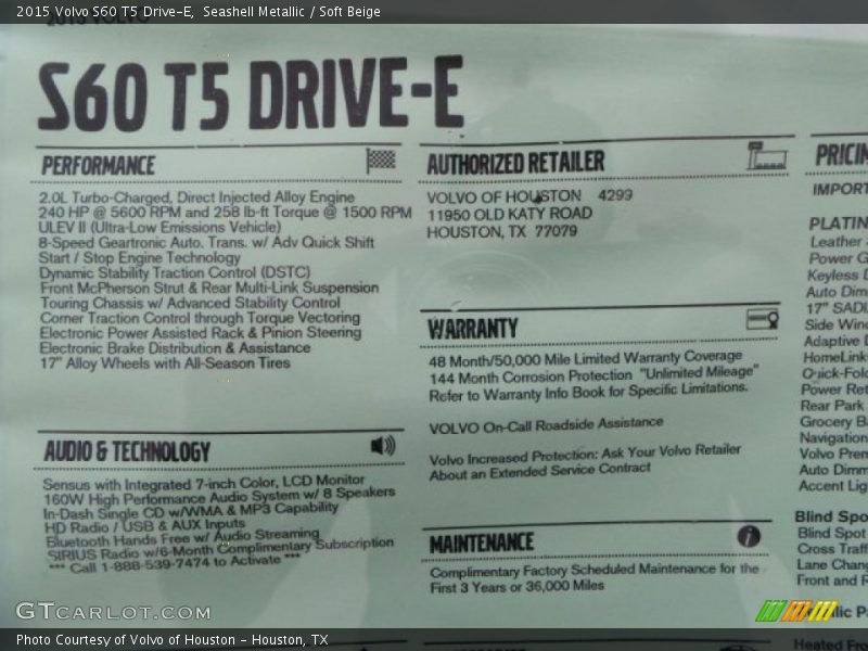 Seashell Metallic / Soft Beige 2015 Volvo S60 T5 Drive-E