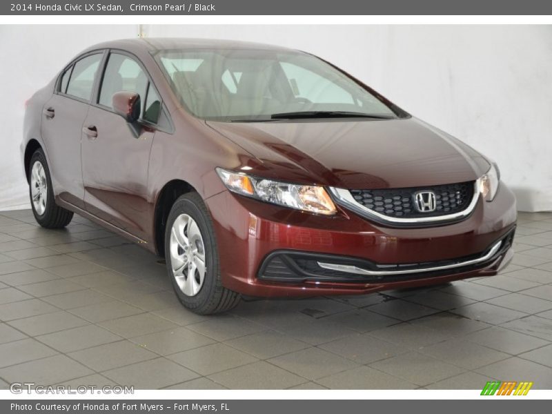 Crimson Pearl / Black 2014 Honda Civic LX Sedan