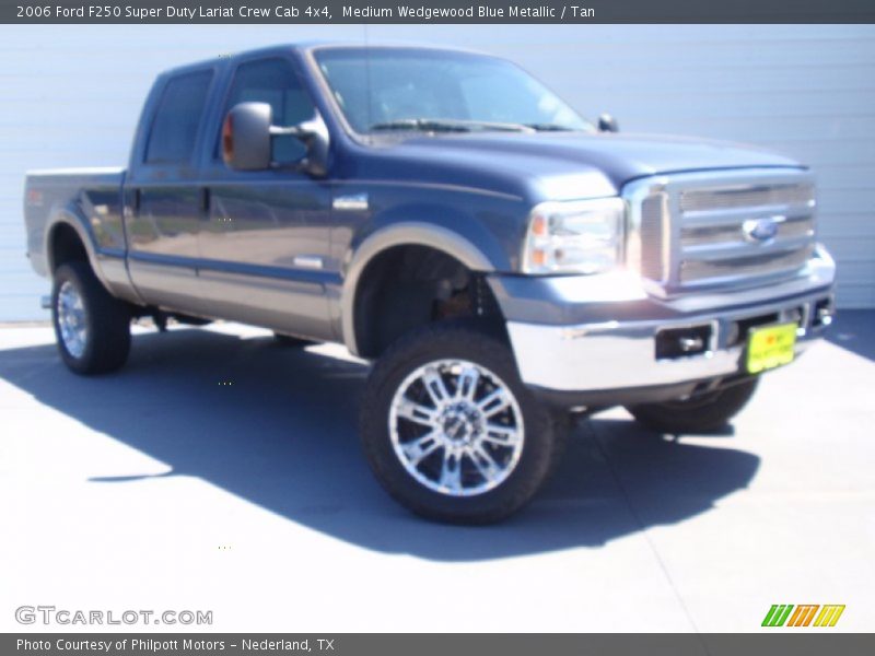 Medium Wedgewood Blue Metallic / Tan 2006 Ford F250 Super Duty Lariat Crew Cab 4x4