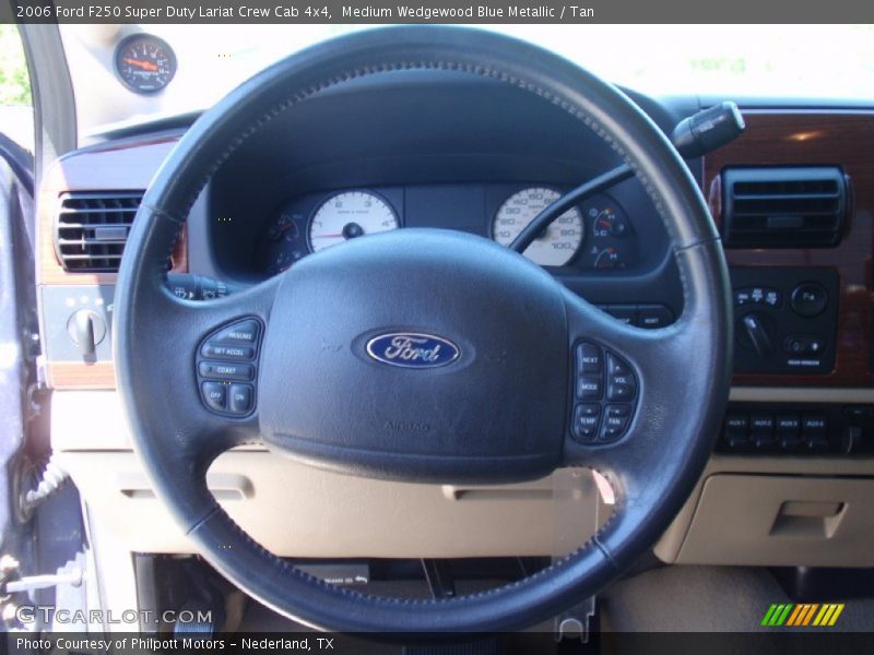 Medium Wedgewood Blue Metallic / Tan 2006 Ford F250 Super Duty Lariat Crew Cab 4x4
