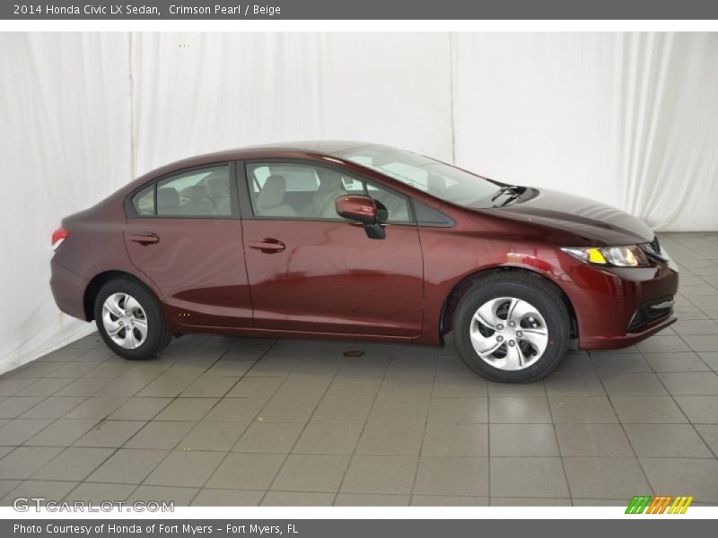 Crimson Pearl / Beige 2014 Honda Civic LX Sedan