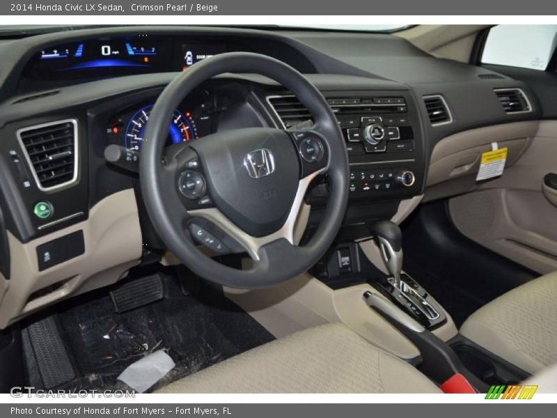 Crimson Pearl / Beige 2014 Honda Civic LX Sedan