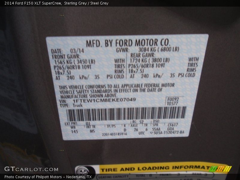 Sterling Grey / Steel Grey 2014 Ford F150 XLT SuperCrew