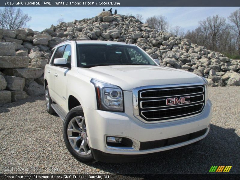 White Diamond Tricoat / Cocoa/Dune 2015 GMC Yukon SLT 4WD