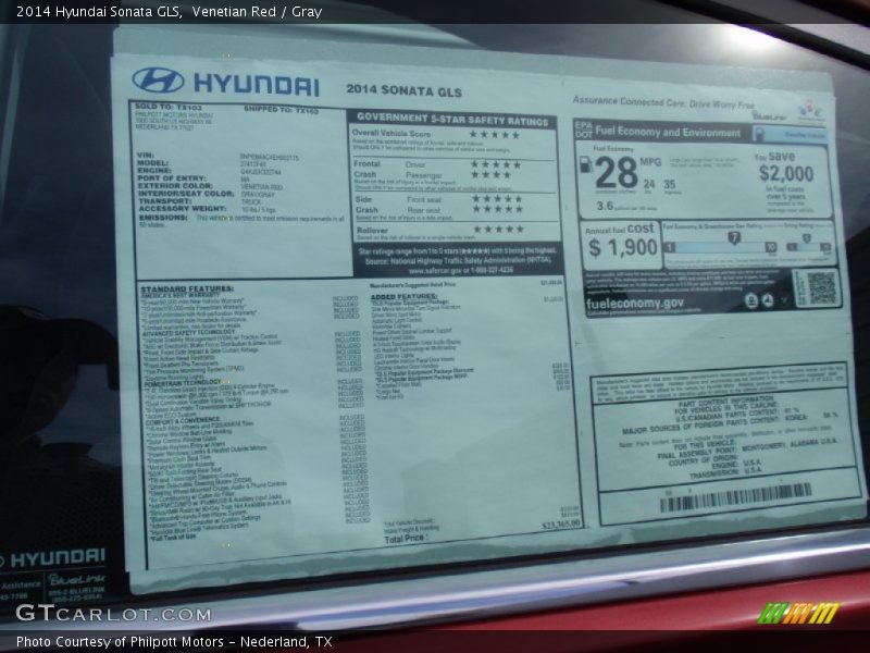 Venetian Red / Gray 2014 Hyundai Sonata GLS