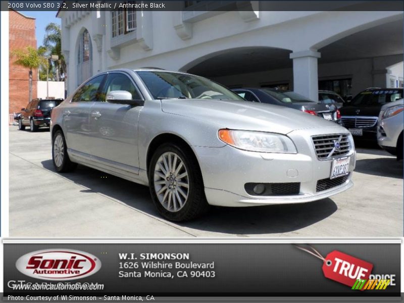 Silver Metallic / Anthracite Black 2008 Volvo S80 3.2