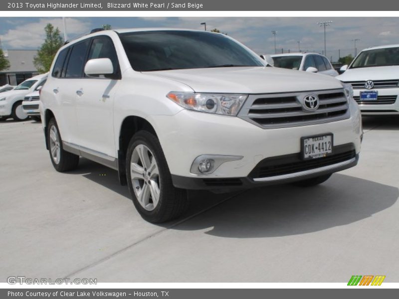 Blizzard White Pearl / Sand Beige 2013 Toyota Highlander Limited