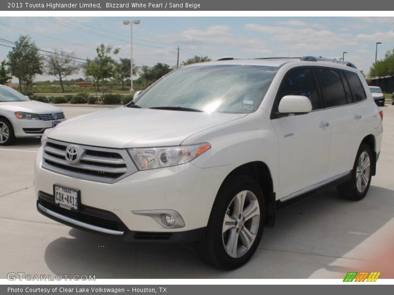 Blizzard White Pearl / Sand Beige 2013 Toyota Highlander Limited
