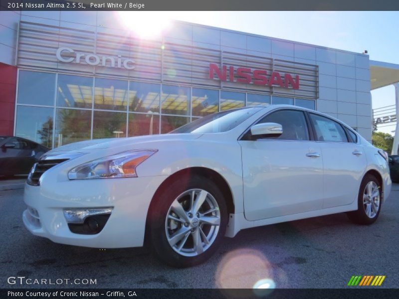 Pearl White / Beige 2014 Nissan Altima 2.5 SL