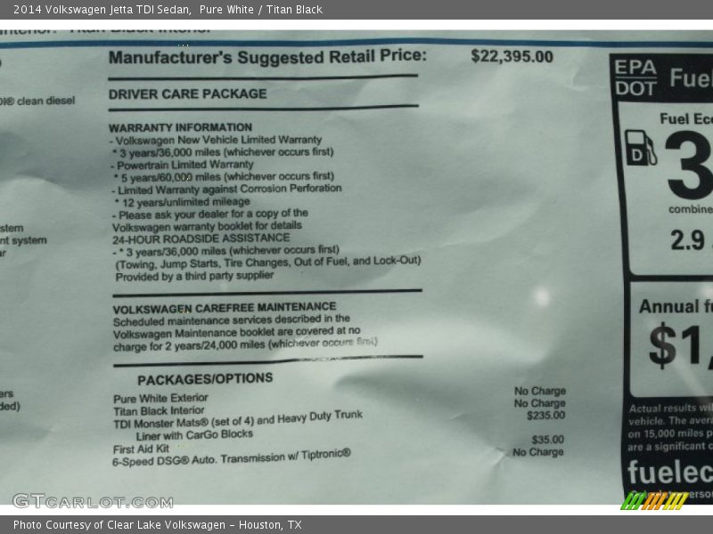 Pure White / Titan Black 2014 Volkswagen Jetta TDI Sedan