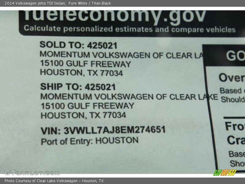 Pure White / Titan Black 2014 Volkswagen Jetta TDI Sedan