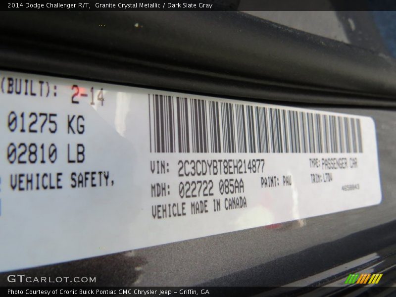 Granite Crystal Metallic / Dark Slate Gray 2014 Dodge Challenger R/T