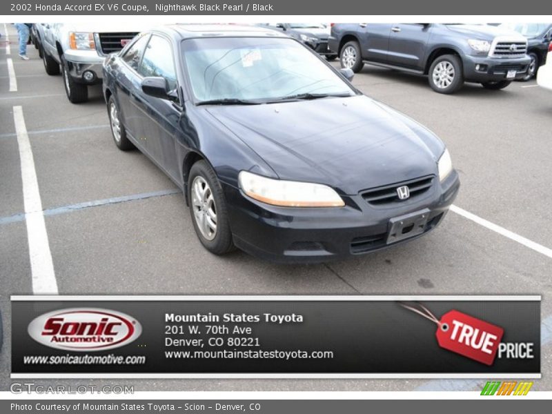 Nighthawk Black Pearl / Black 2002 Honda Accord EX V6 Coupe