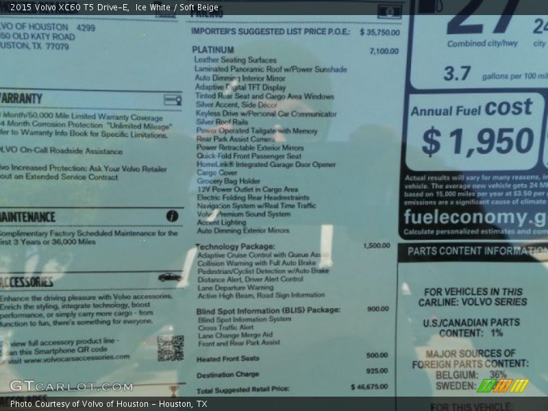 Ice White / Soft Beige 2015 Volvo XC60 T5 Drive-E