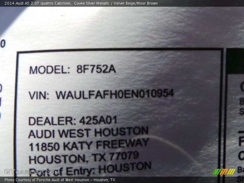 Cuvee Silver Metallic / Velvet Beige/Moor Brown 2014 Audi A5 2.0T quattro Cabriolet