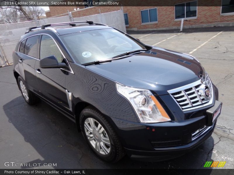 Sapphire Blue Metallic / Caramel/Ebony 2014 Cadillac SRX Luxury