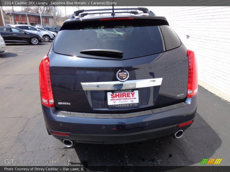Sapphire Blue Metallic / Caramel/Ebony 2014 Cadillac SRX Luxury