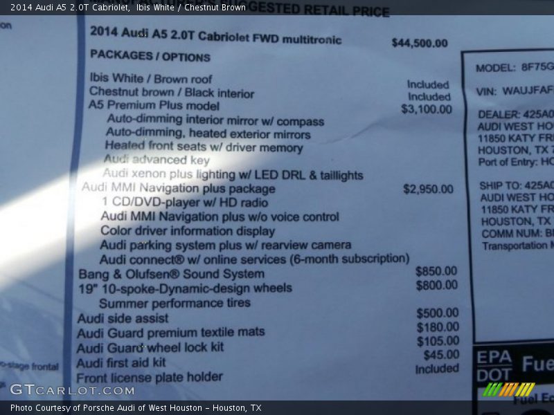Ibis White / Chestnut Brown 2014 Audi A5 2.0T Cabriolet
