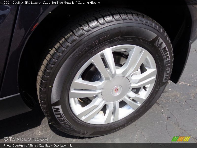 Sapphire Blue Metallic / Caramel/Ebony 2014 Cadillac SRX Luxury