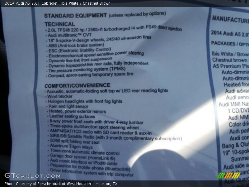Ibis White / Chestnut Brown 2014 Audi A5 2.0T Cabriolet