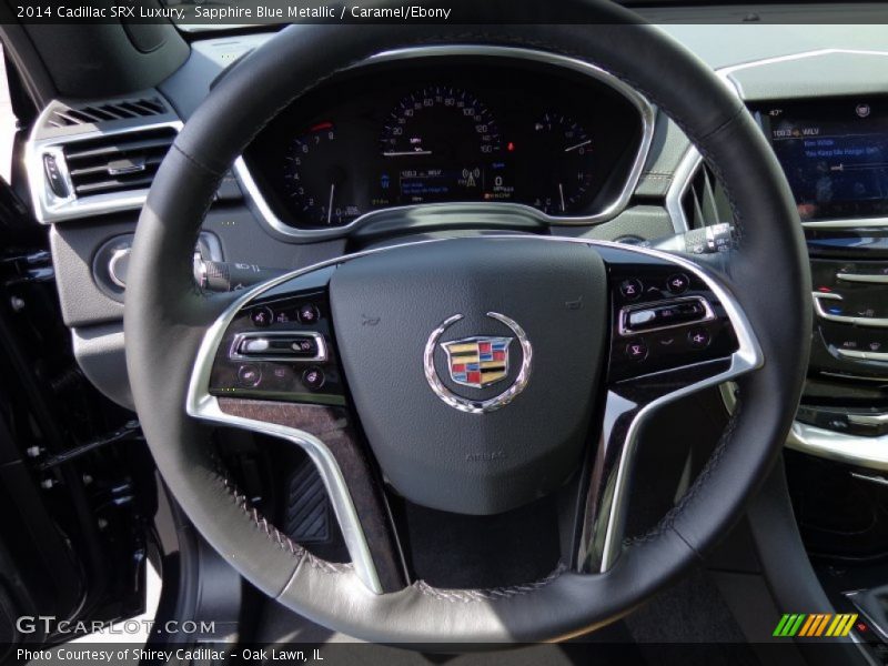 Sapphire Blue Metallic / Caramel/Ebony 2014 Cadillac SRX Luxury