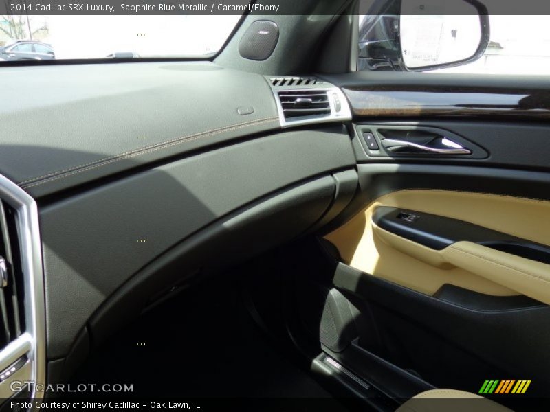 Sapphire Blue Metallic / Caramel/Ebony 2014 Cadillac SRX Luxury