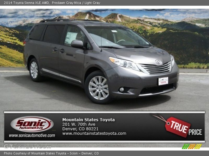 Predawn Gray Mica / Light Gray 2014 Toyota Sienna XLE AWD
