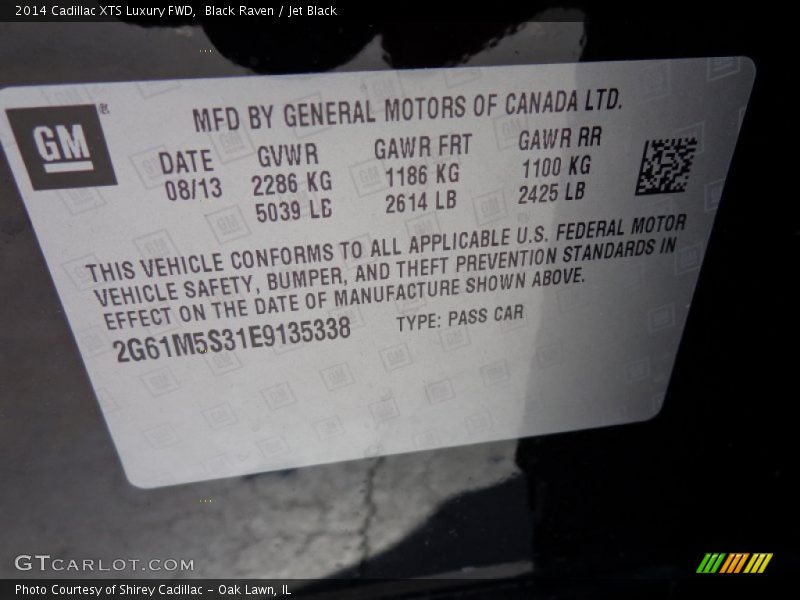 Black Raven / Jet Black 2014 Cadillac XTS Luxury FWD