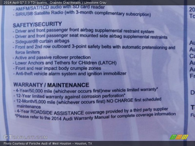 Graphite Gray Metallic / Limestone Gray 2014 Audi Q7 3.0 TDI quattro