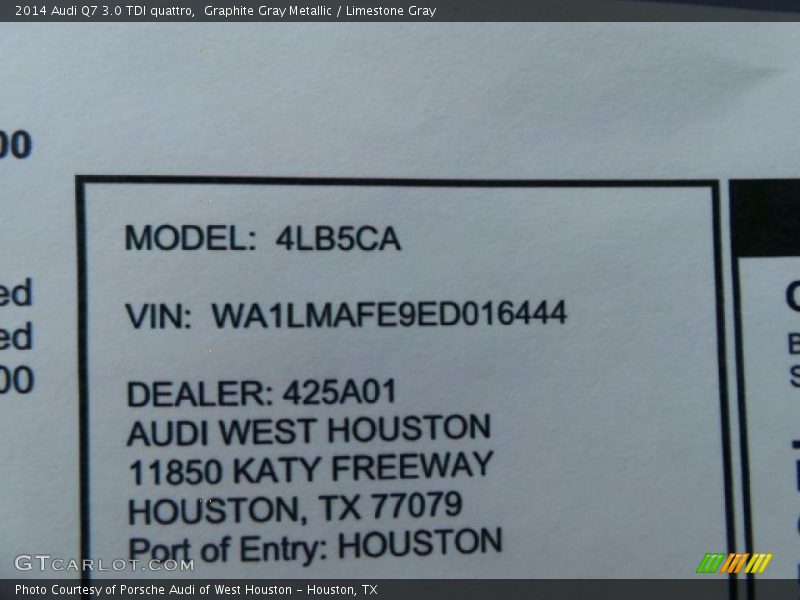 Graphite Gray Metallic / Limestone Gray 2014 Audi Q7 3.0 TDI quattro