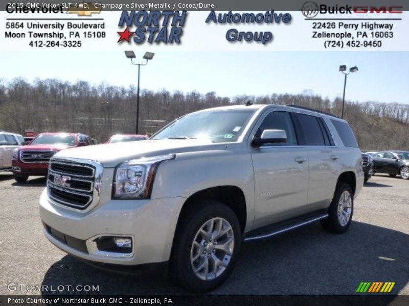 Champagne Silver Metallic / Cocoa/Dune 2015 GMC Yukon SLT 4WD