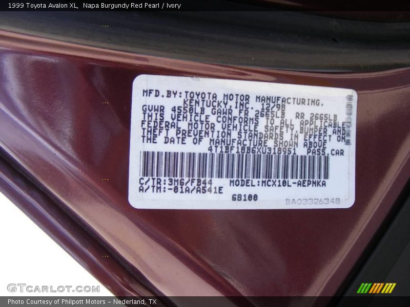 Napa Burgundy Red Pearl / Ivory 1999 Toyota Avalon XL