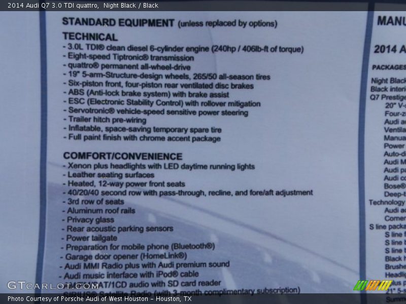 Night Black / Black 2014 Audi Q7 3.0 TDI quattro