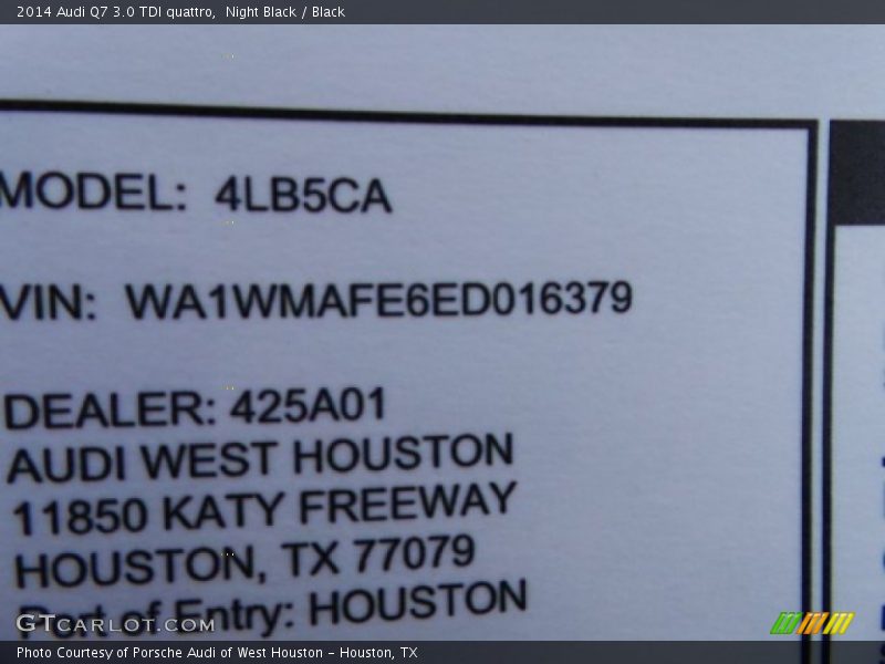 Night Black / Black 2014 Audi Q7 3.0 TDI quattro