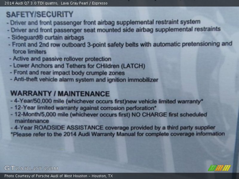 Lava Gray Pearl / Espresso 2014 Audi Q7 3.0 TDI quattro