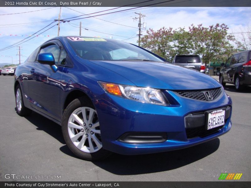 Dyno Blue Pearl / Gray 2012 Honda Civic EX Coupe