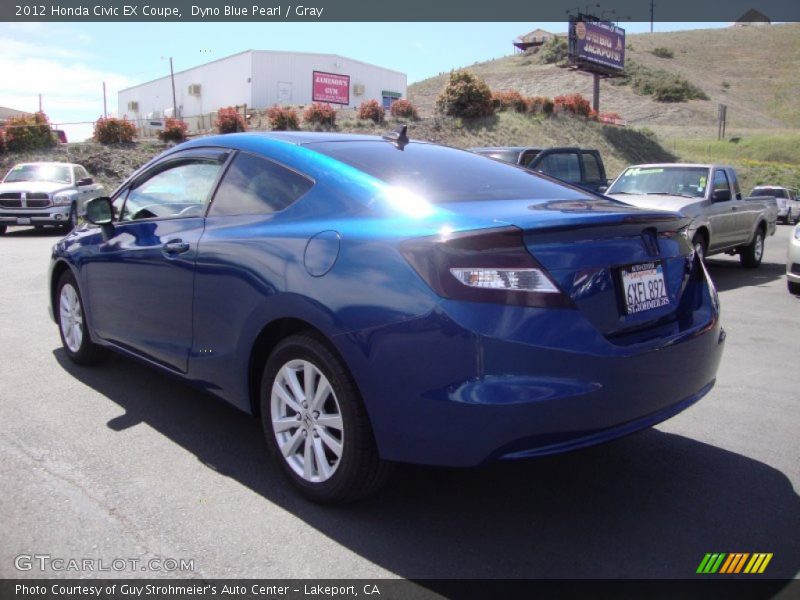 Dyno Blue Pearl / Gray 2012 Honda Civic EX Coupe