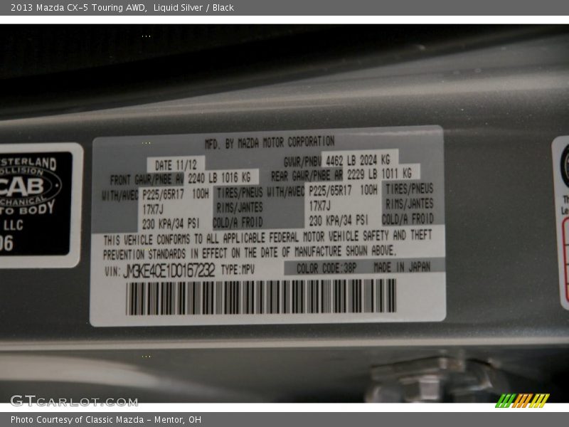 Liquid Silver / Black 2013 Mazda CX-5 Touring AWD