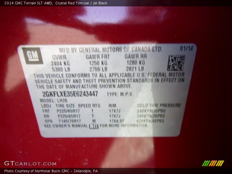 Crystal Red Tintcoat / Jet Black 2014 GMC Terrain SLT AWD