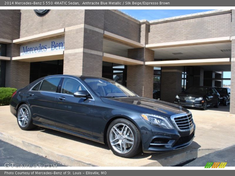 Anthracite Blue Metallic / Silk Beige/Espresso Brown 2014 Mercedes-Benz S 550 4MATIC Sedan