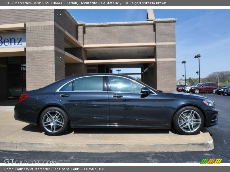 Anthracite Blue Metallic / Silk Beige/Espresso Brown 2014 Mercedes-Benz S 550 4MATIC Sedan