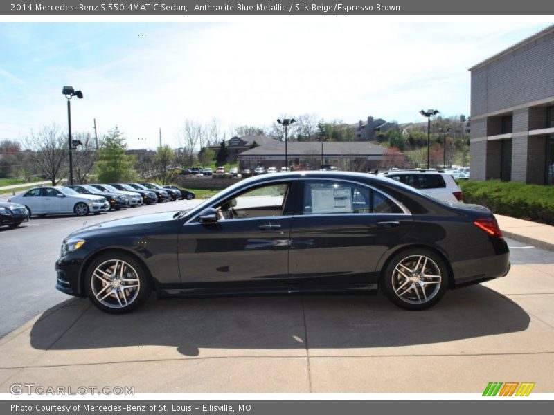 Anthracite Blue Metallic / Silk Beige/Espresso Brown 2014 Mercedes-Benz S 550 4MATIC Sedan