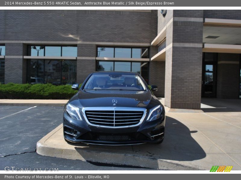 Anthracite Blue Metallic / Silk Beige/Espresso Brown 2014 Mercedes-Benz S 550 4MATIC Sedan