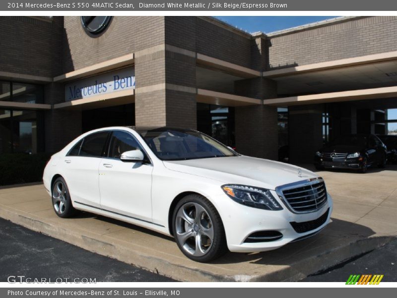 Diamond White Metallic / Silk Beige/Espresso Brown 2014 Mercedes-Benz S 550 4MATIC Sedan