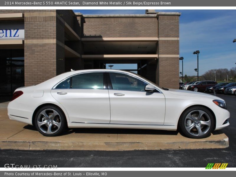 Diamond White Metallic / Silk Beige/Espresso Brown 2014 Mercedes-Benz S 550 4MATIC Sedan