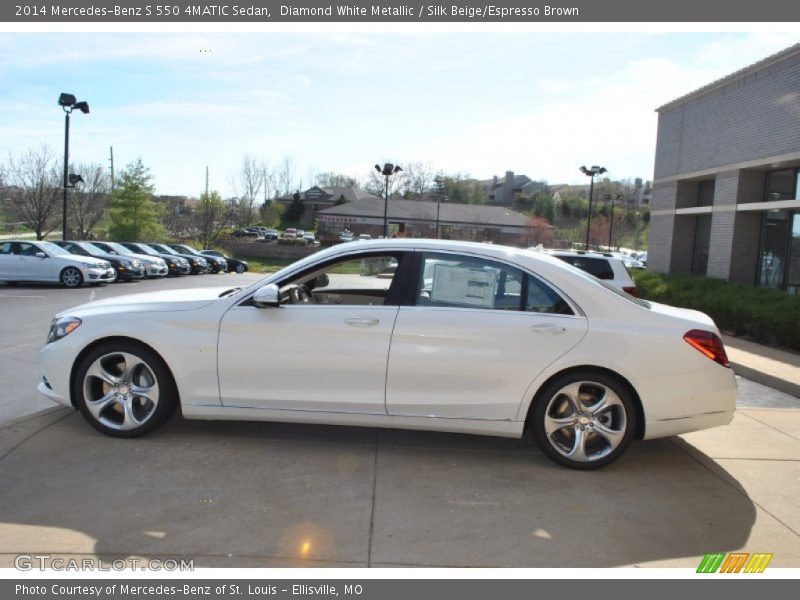 Diamond White Metallic / Silk Beige/Espresso Brown 2014 Mercedes-Benz S 550 4MATIC Sedan