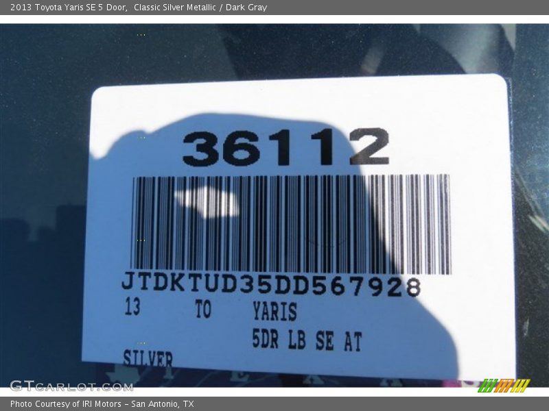 Classic Silver Metallic / Dark Gray 2013 Toyota Yaris SE 5 Door
