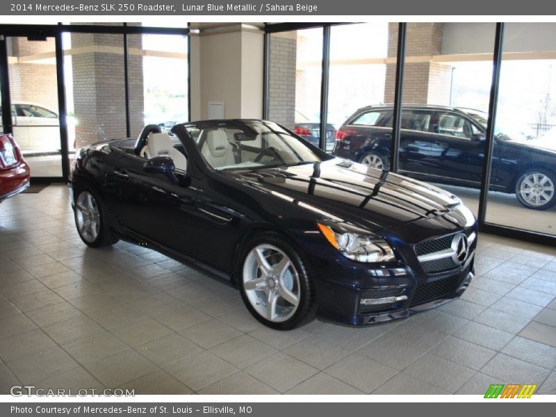 Lunar Blue Metallic / Sahara Beige 2014 Mercedes-Benz SLK 250 Roadster