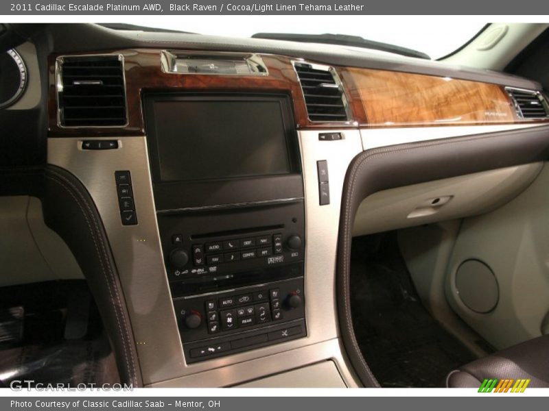 Black Raven / Cocoa/Light Linen Tehama Leather 2011 Cadillac Escalade Platinum AWD